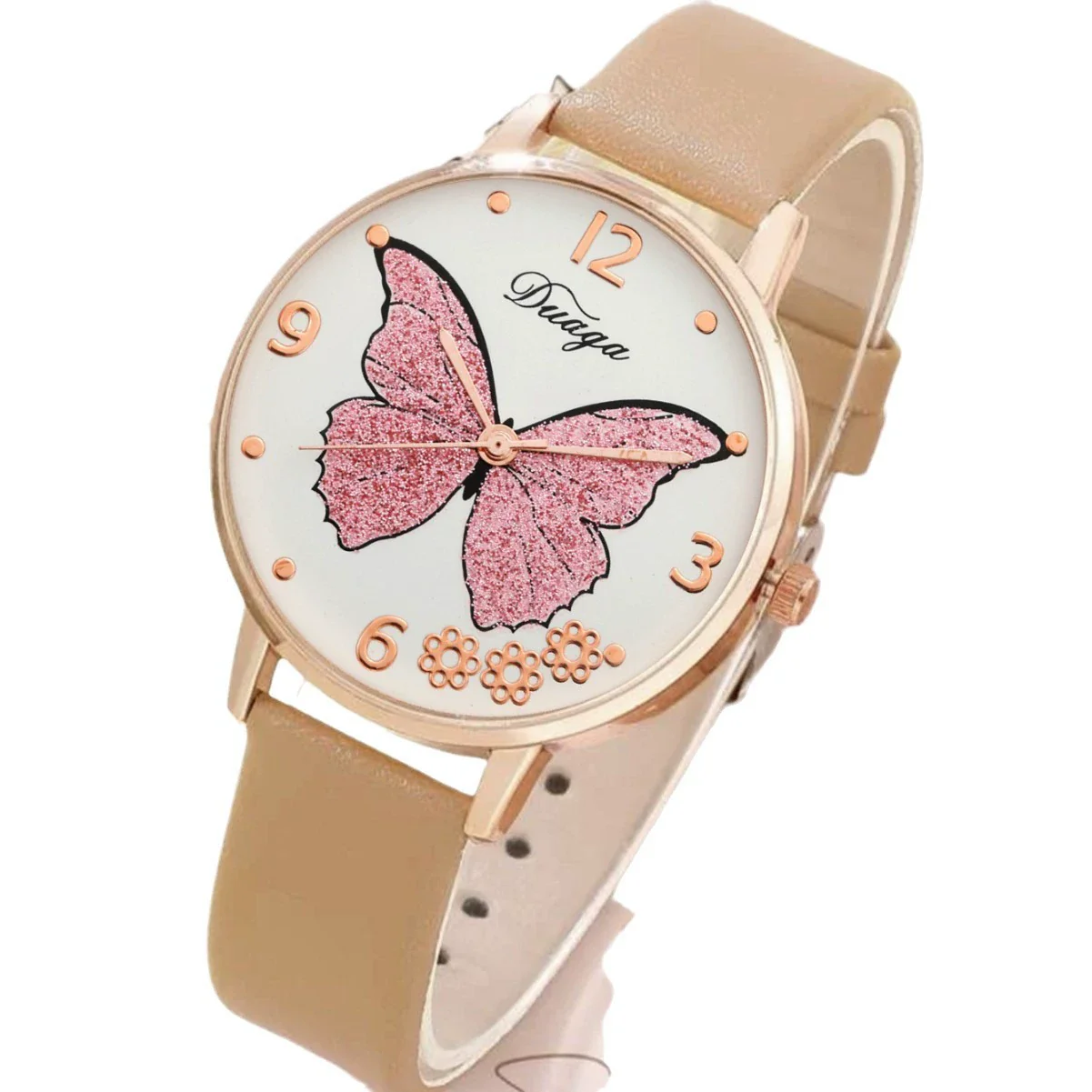 Wholesale Casual Female Round Stainless Steel Case Imitation Leather Strap Butterfly Printed Watch And Jewelry Set - Image 5