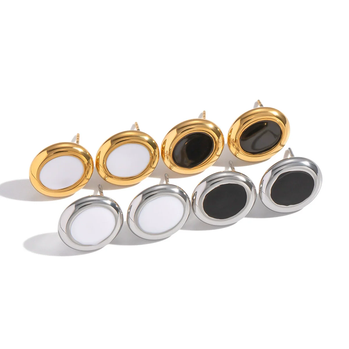 Wholesale Casual Geometric Oval Stainless Steel Earrings With Pvd Furnace Vacuum Real Gold Plating For Girls - Image 5