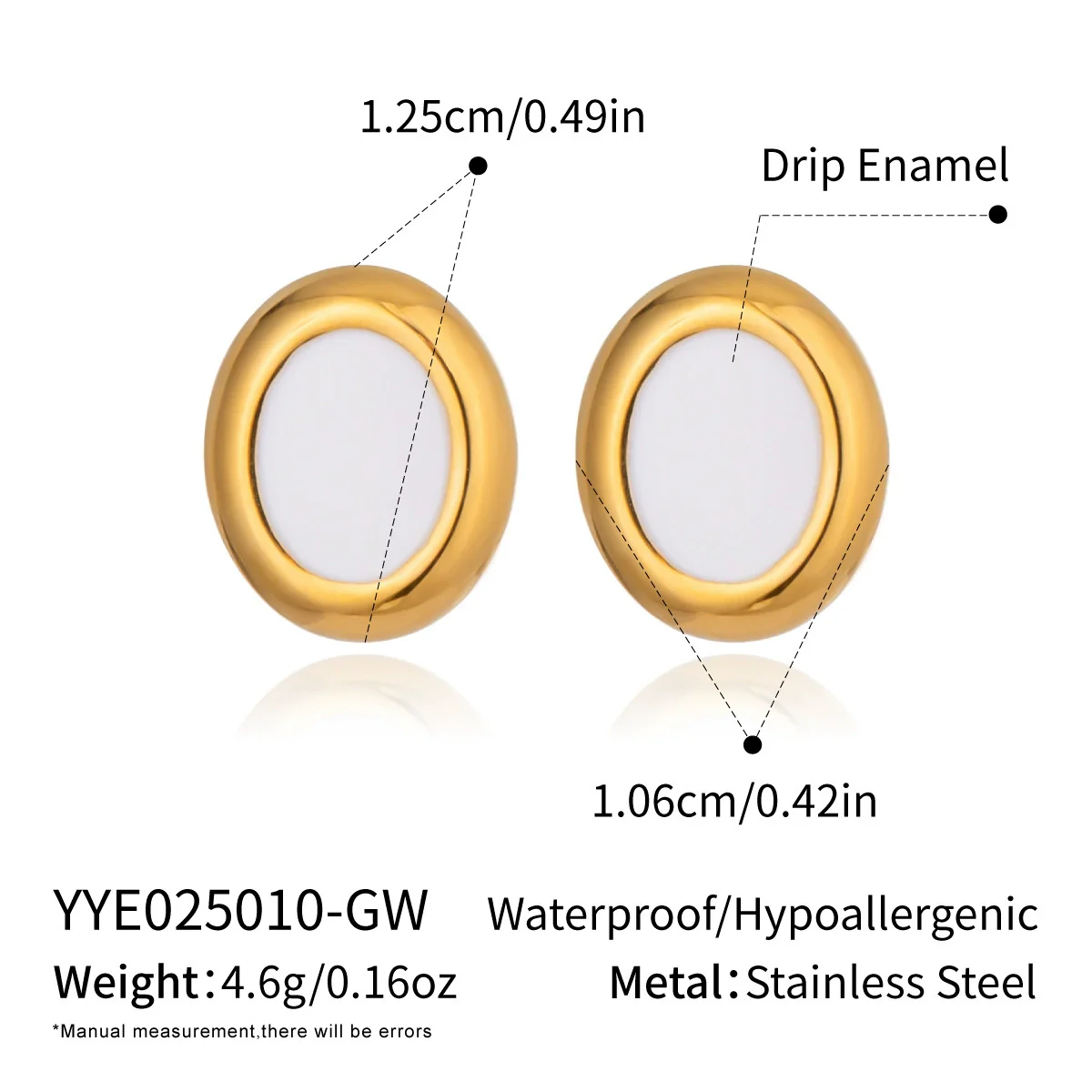 Wholesale Casual Geometric Oval Stainless Steel Earrings With Pvd Furnace Vacuum Real Gold Plating For Girls - Image 6