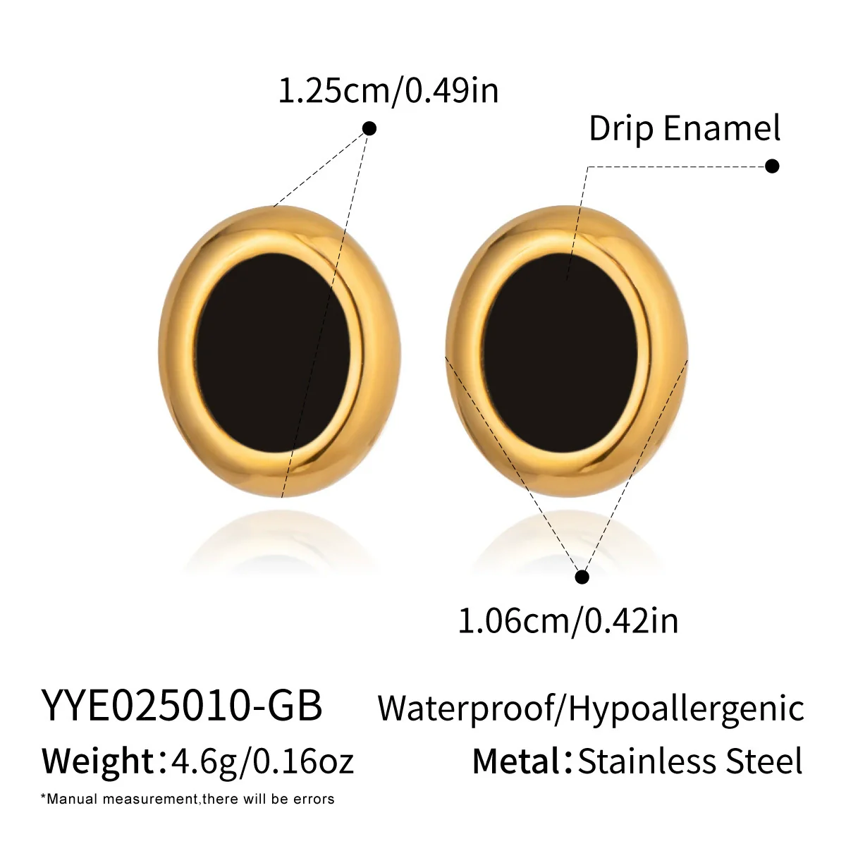 Wholesale Casual Geometric Oval Stainless Steel Earrings With Pvd Furnace Vacuum Real Gold Plating For Girls - Image 7