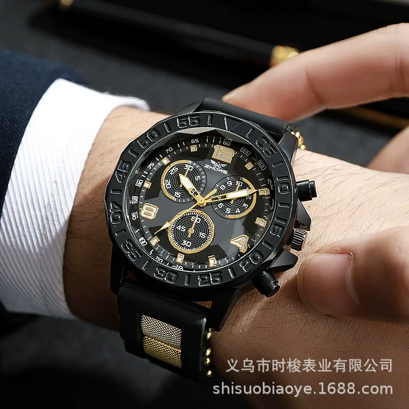 Wholesale Casual Men's Quartz Watches With Plastic Strap Alloy Case And Round Dial