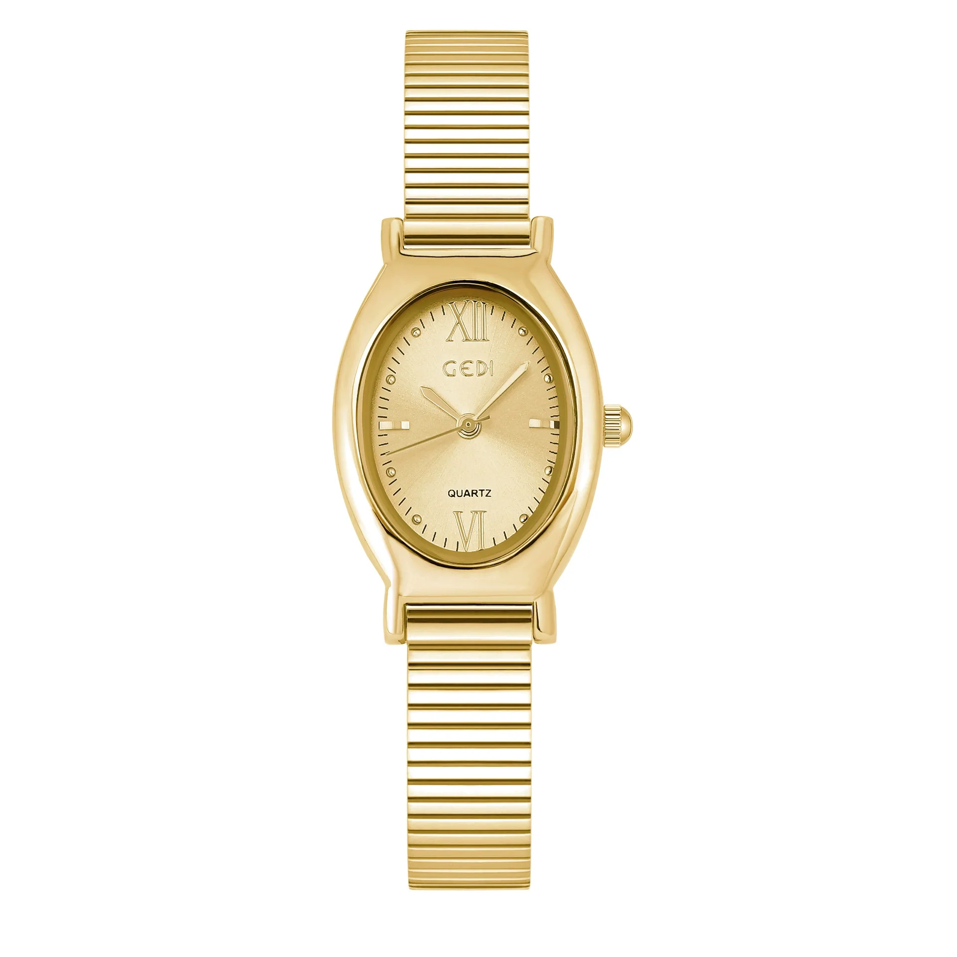 Wholesale Casual Oval Quartz Watch For Female Alloy Case And Strap Mineral Reinforced Glass Mirror Spiral Crown Horseshoe Buckle - Image 10