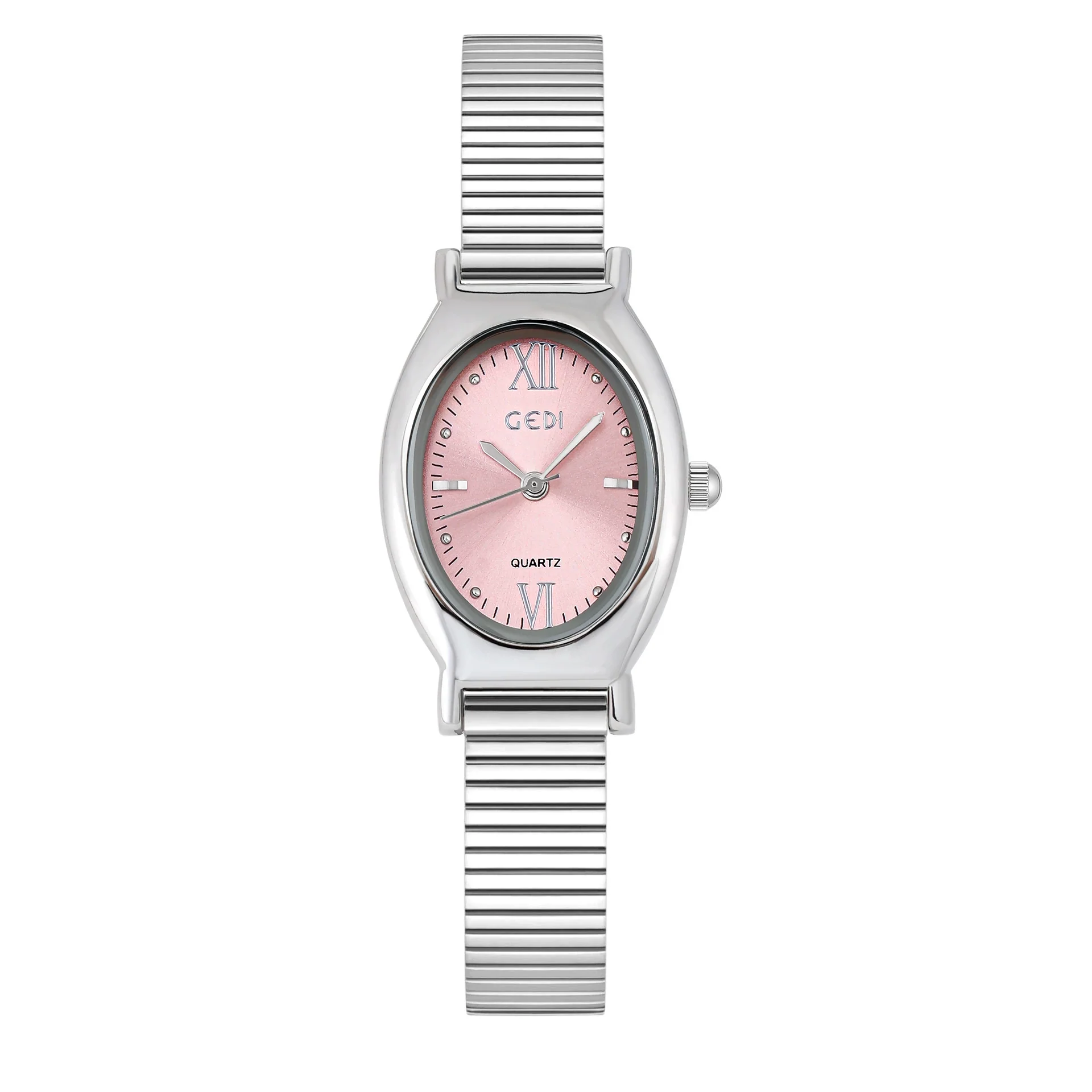 Wholesale Casual Oval Quartz Watch For Female Alloy Case And Strap Mineral Reinforced Glass Mirror Spiral Crown Horseshoe Buckle - Image 6