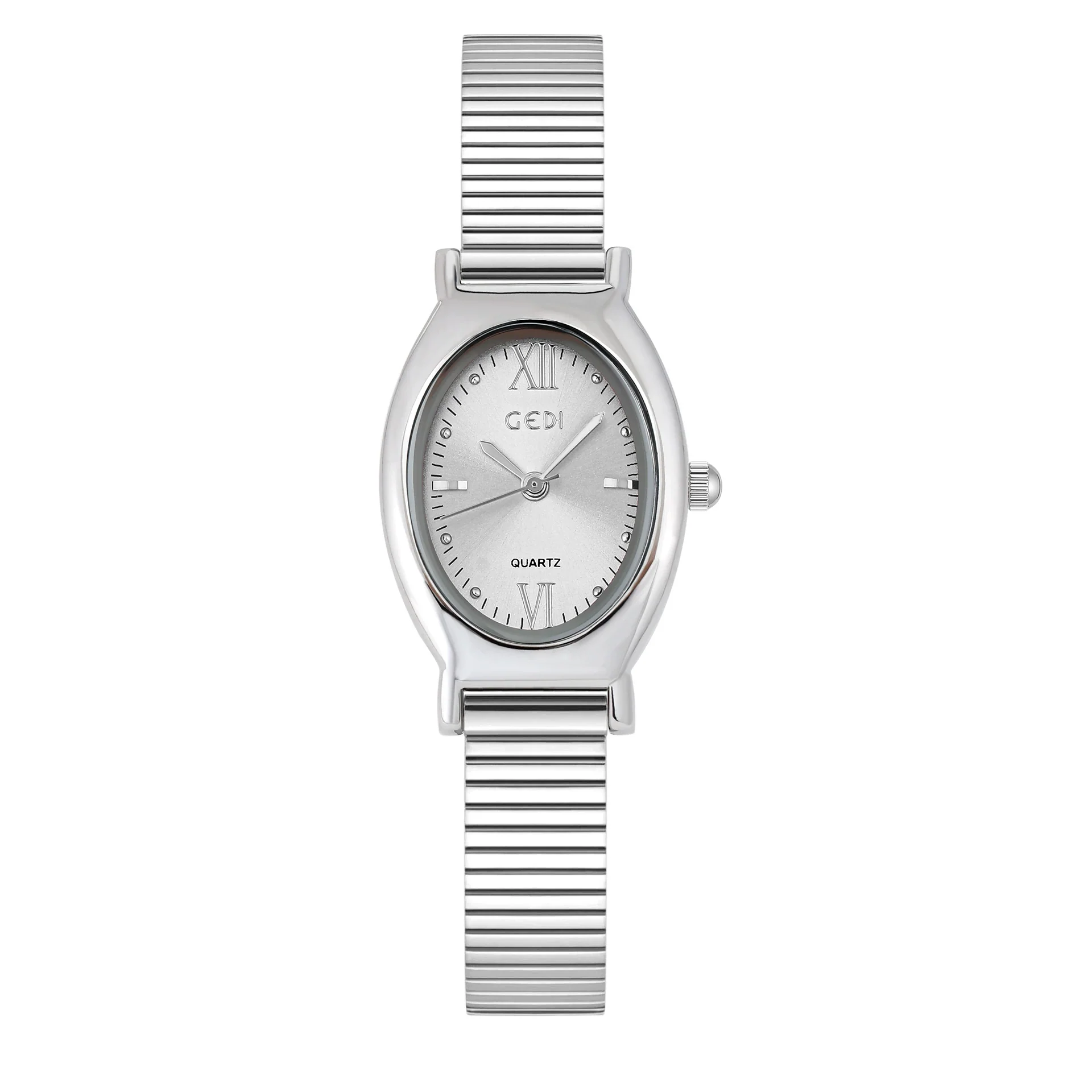 Wholesale Casual Oval Quartz Watch For Female Alloy Case And Strap Mineral Reinforced Glass Mirror Spiral Crown Horseshoe Buckle - Image 8