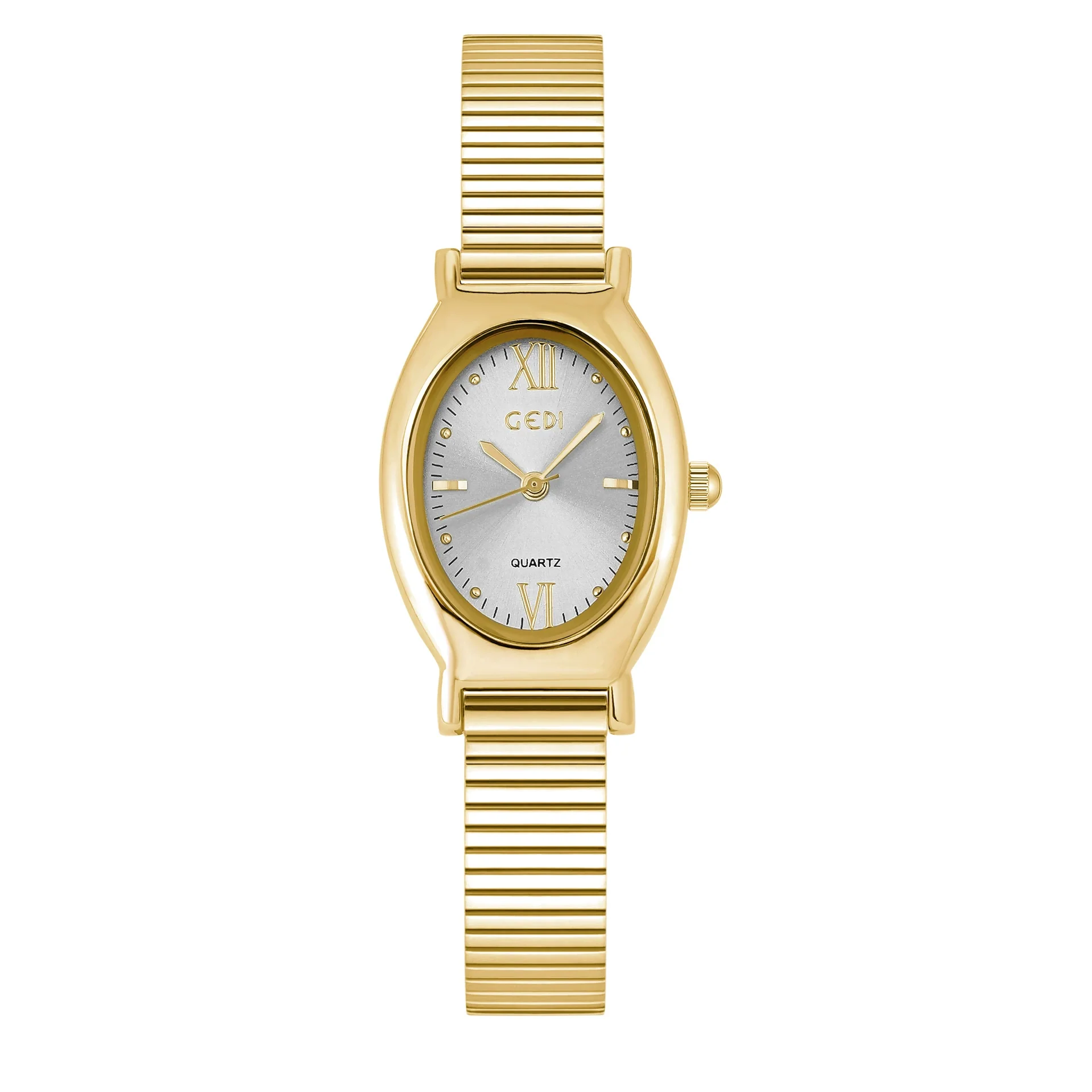 Wholesale Casual Oval Quartz Watch For Female Alloy Case And Strap Mineral Reinforced Glass Mirror Spiral Crown Horseshoe Buckle - Image 9