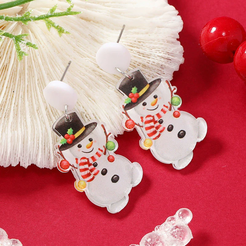 Wholesale Christmas Acrylic Geometric Decorative Earrings For Women - Image 4