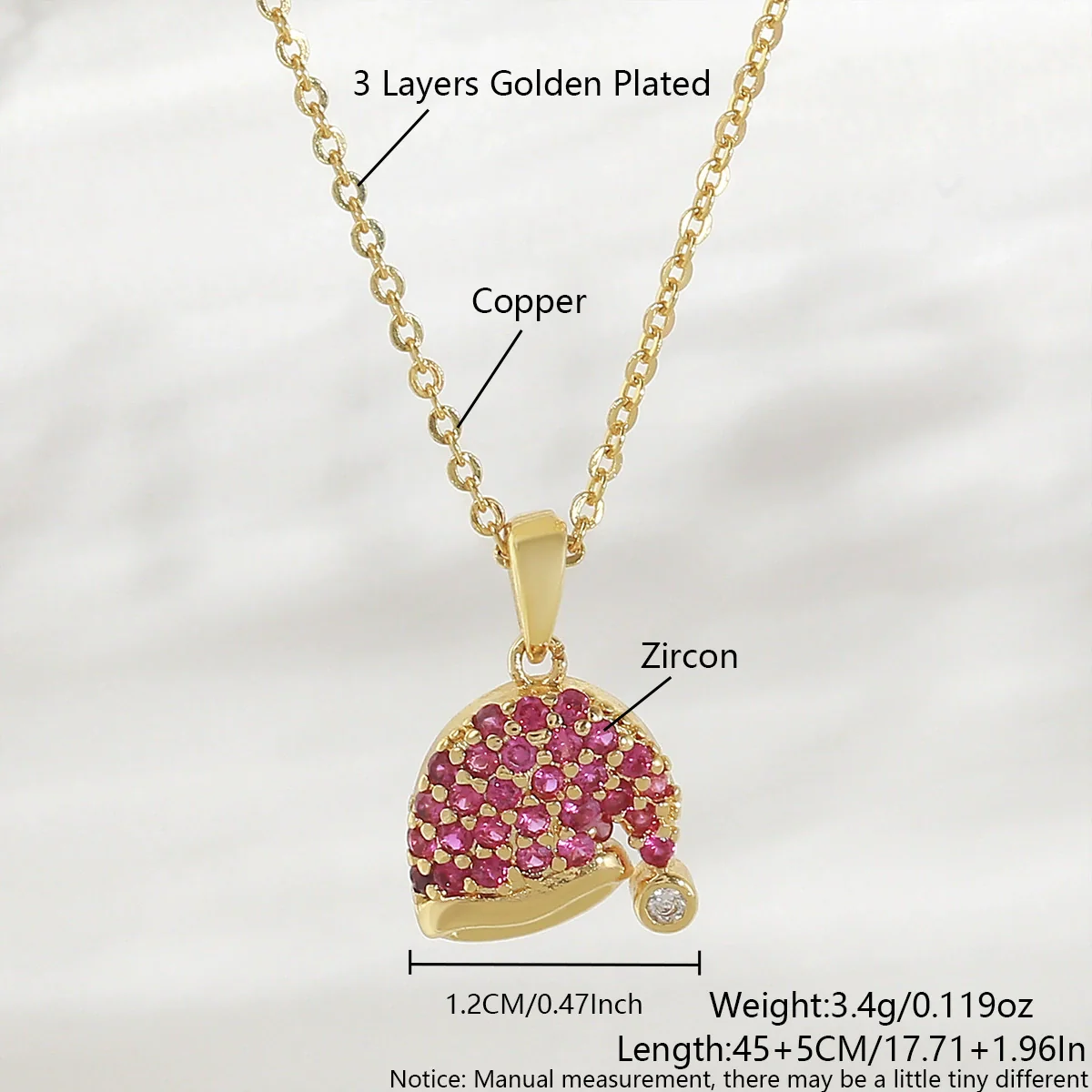 Wholesale Christmas Series Copper 18K Goldplated Pendant Necklace With Christmas Tree Snowman Socks Hat Scepter Light Luxury Style O Word Chain Unisex - Image 6