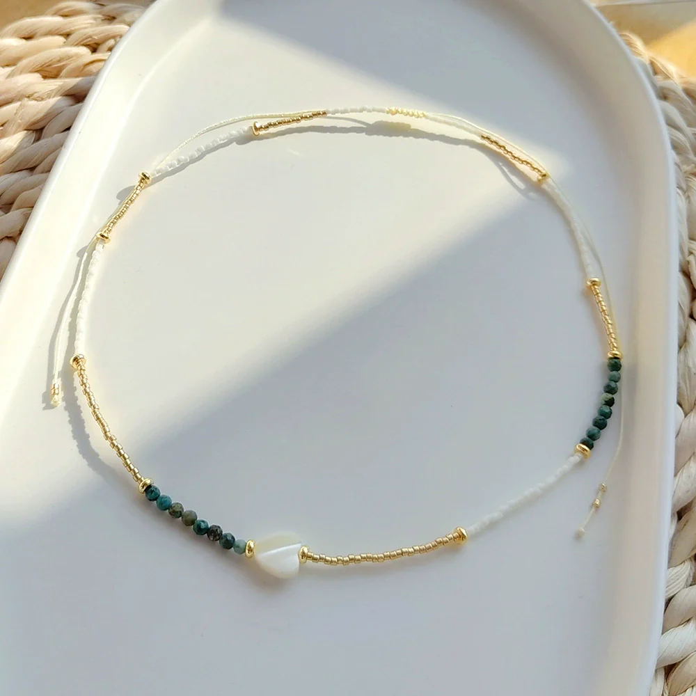 Wholesale Clavicle Chain Glass Glaze Organic Glass Geometric Handwoven Style For Women - Image 7