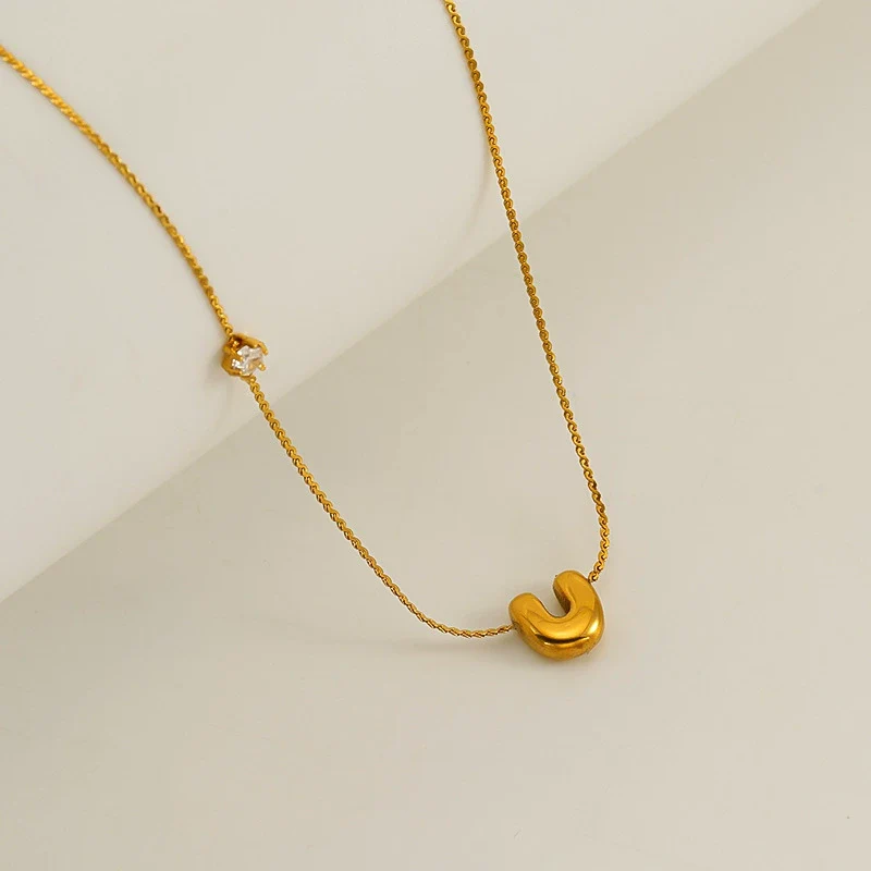 Wholesale Clavicle Chain 316L Stainless Steel And 316L Stainless Steel With English Letter Pendant Electroplating Style For Women - Image 26
