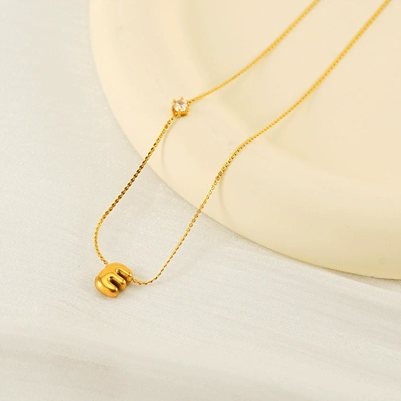 Wholesale Clavicle Chain 316L Stainless Steel And 316L Stainless Steel With English Letter Pendant Electroplating Style For Women - Image 3