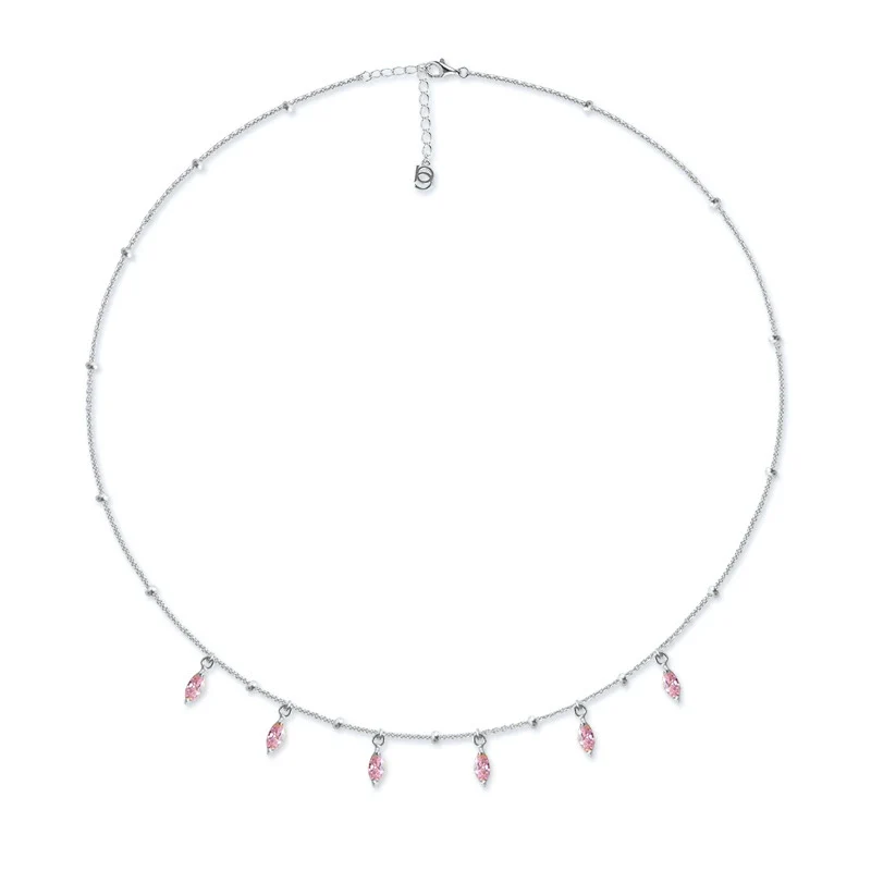 Wholesale Clavicle Necklace 925 Sterling Silver Drop Shape Rhinestone Electroplated For Women - Image 5