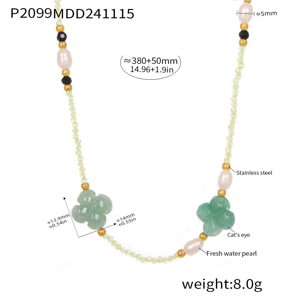 Wholesale Clavicle Necklace Jewelry With Geometric Pattern French Tiger Eye And Freshwater Pearl Light Luxury Style - Image 10