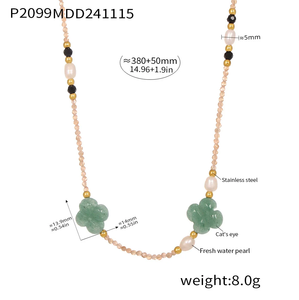 Wholesale Clavicle Necklace Jewelry With Geometric Pattern French Tiger Eye And Freshwater Pearl Light Luxury Style - Image 11