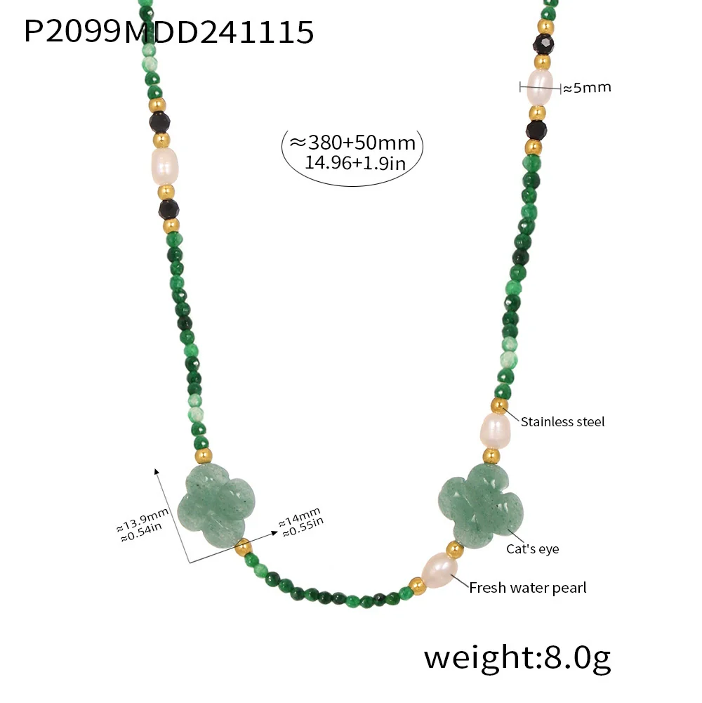 Wholesale Clavicle Necklace Jewelry With Geometric Pattern French Tiger Eye And Freshwater Pearl Light Luxury Style - Image 7