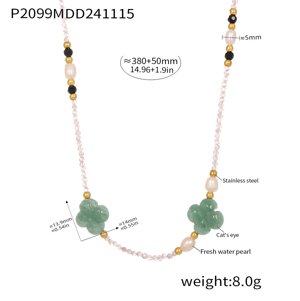 Wholesale Clavicle Necklace Jewelry With Geometric Pattern French Tiger Eye And Freshwater Pearl Light Luxury Style - Image 9