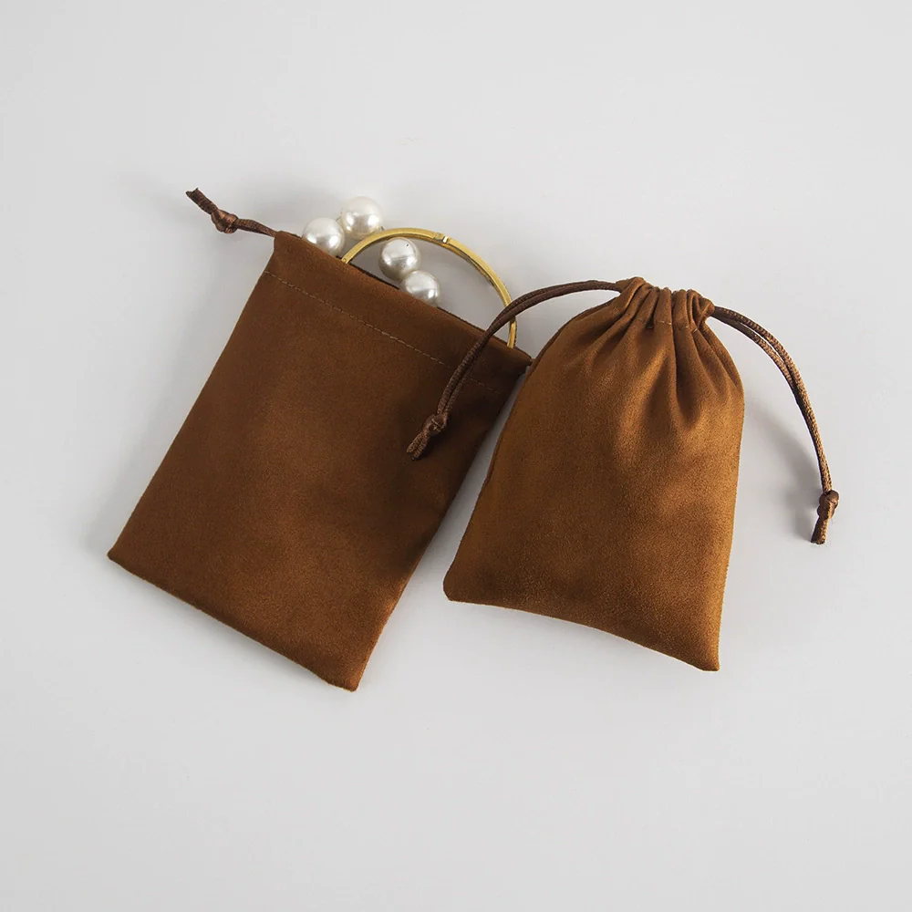 Wholesale Cloth Jewelry Bag Brown Corset Flannel Drawstring For Storage And Packaging - Image 4
