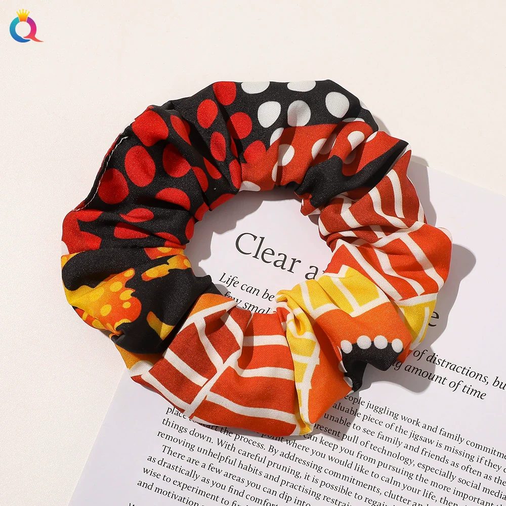 Wholesale Cloth Natural Style Pure Handmade Leopard Print Large Intestine Ring Hair Accessories For Women - Image 8