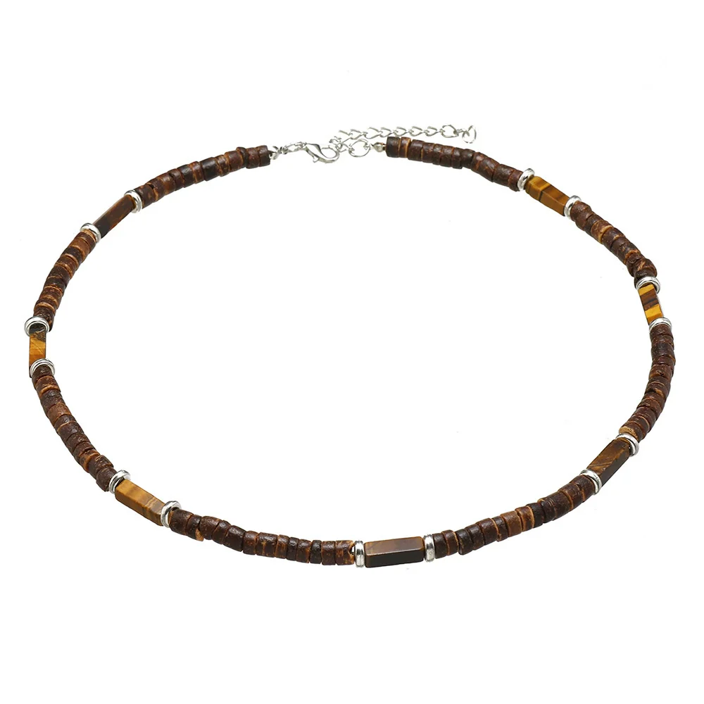 Wholesale Coconut Shell Beaded Necklace Handmade With Geometric Letters Numbers Text Design For Unisex - Image 8