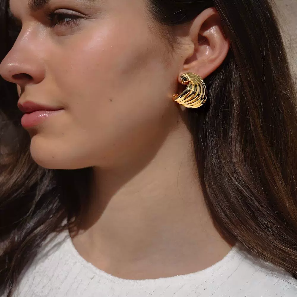 Wholesale Cold Style Geometric Stainless Steel Wingshaped Women's Earrings With Pvd Furnace Vacuum Real Gold Plating - Image 2