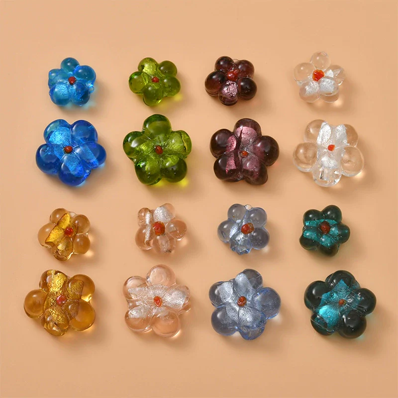 Wholesale Coloured Glaze Flower Beads Handpainted Diy Jewelry Accessories