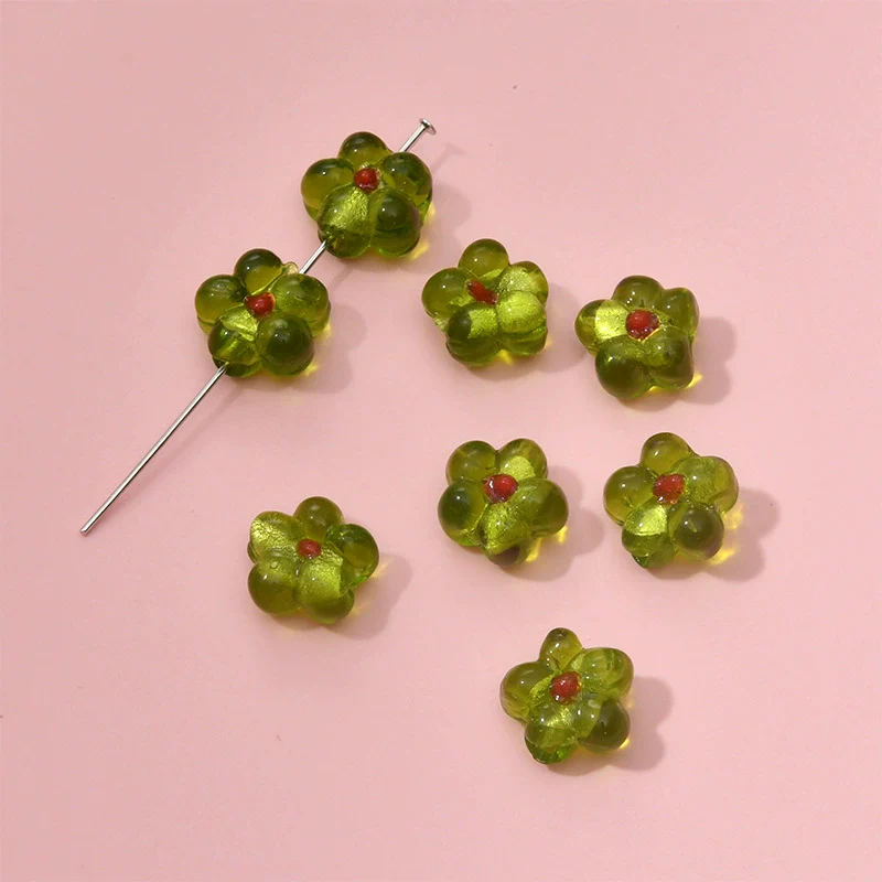 Wholesale Coloured Glaze Flower Beads Handpainted Diy Jewelry Accessories - Image 8
