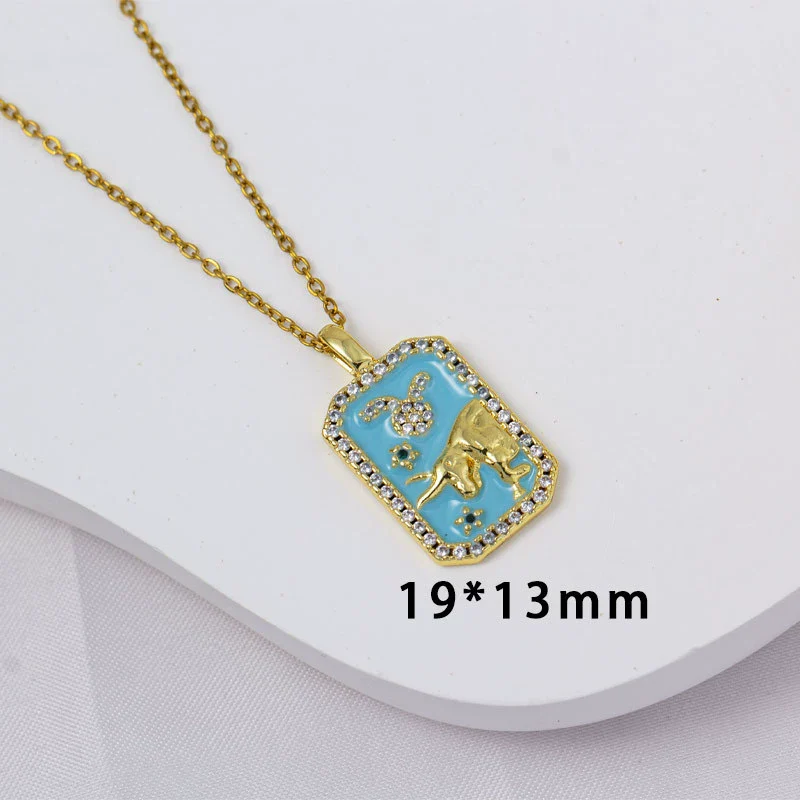 Wholesale Constellation Pendant Necklace Oildrip Copper O Word Chain Jewelry - Image 7