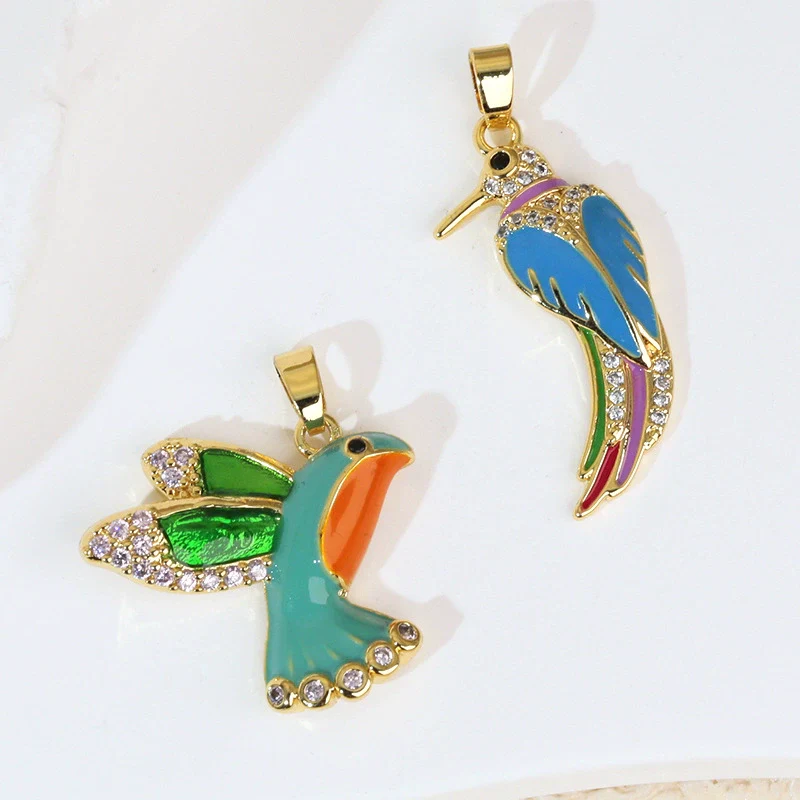 Wholesale Copper Animal Zodiac Style Electroplated Diy Handmade Angel Wings Bird Accessories Pendant For Bracelet And Necklace - Image 2