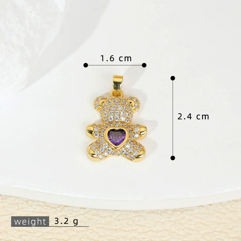 Wholesale Copper Bear Pendant Earrings Jewelry Accessories With Microinlaid Zircon And Electroplating In Cartoon And Animal Style - Image 6