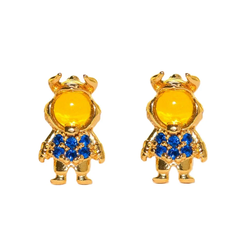 Wholesale Copper Cartoon Character Inlaid Zircon Threepiece Earrings Suit - Image 13