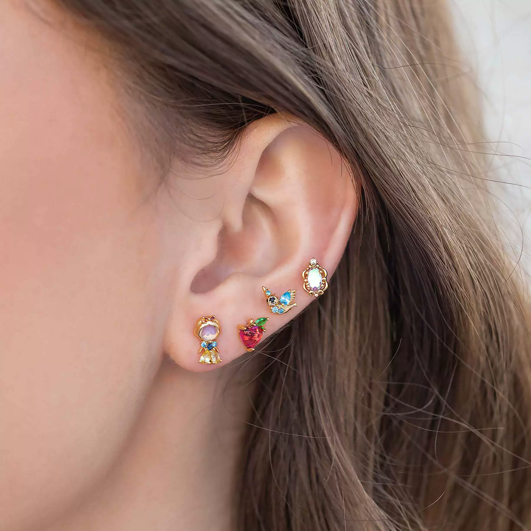 Wholesale Copper Cartoon Characters Zircon Inlaid Fantasy Fairy Tale Character Earrings Set Jewelry - Image 4
