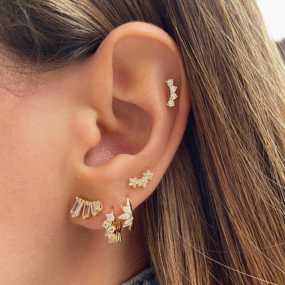 Wholesale Copper Earring Set With Microinlaid Zircon And Flower Pattern For Women