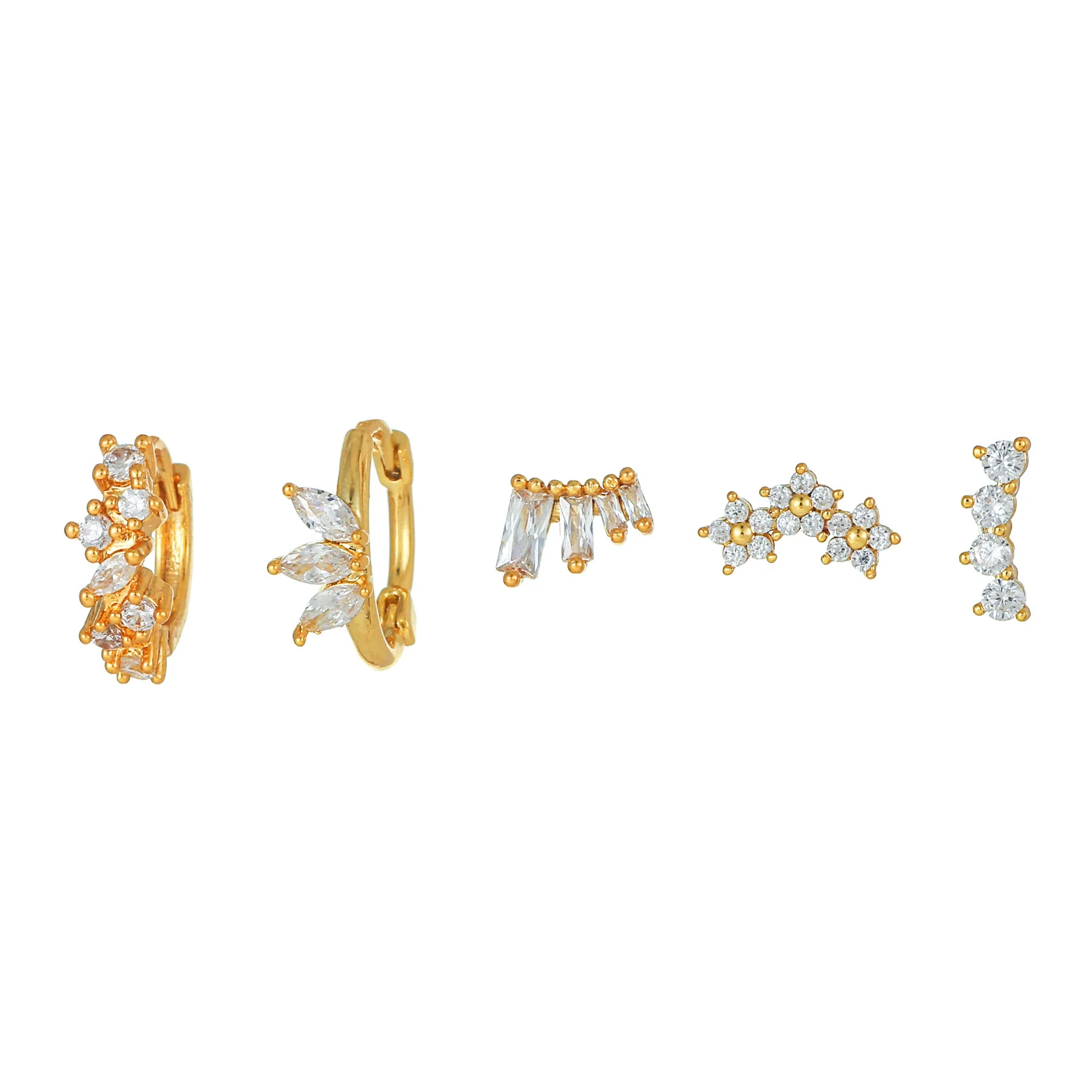 Wholesale Copper Earring Set With Microinlaid Zircon And Flower Pattern For Women - Image 5