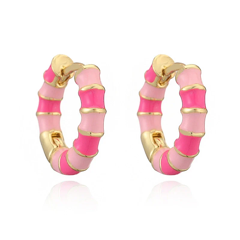 Wholesale Copper Earrings With Colorful Oil Drop Geometric Design Sweet Style - Image 7