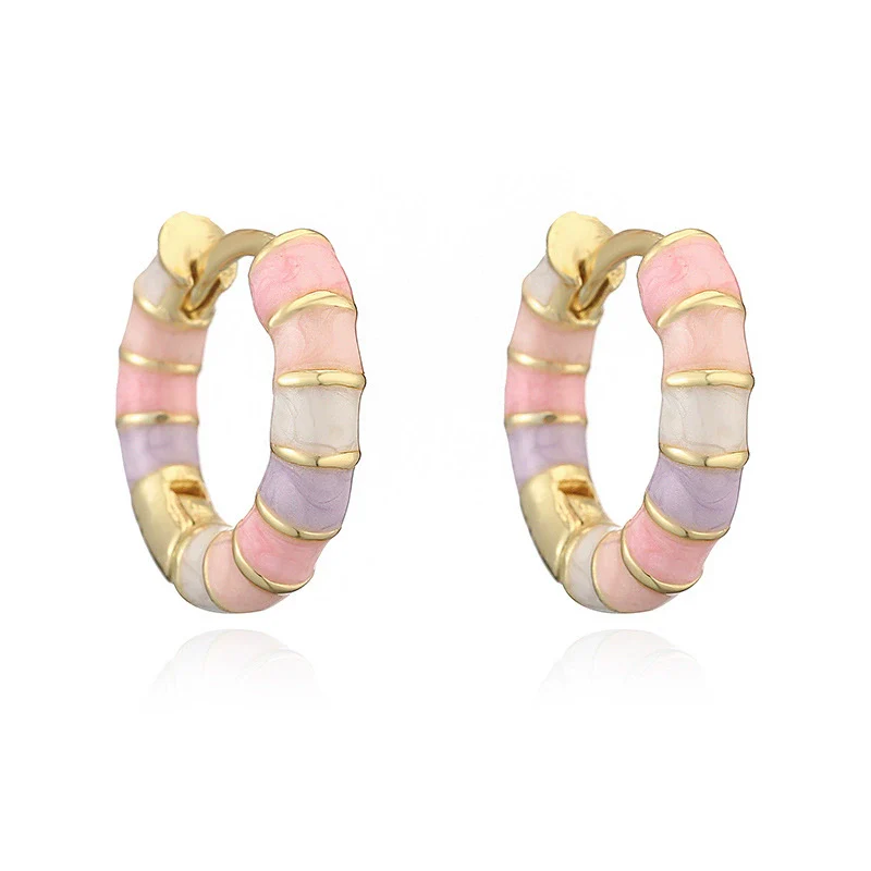 Wholesale Copper Earrings With Colorful Oil Drop Geometric Design Sweet Style - Image 8