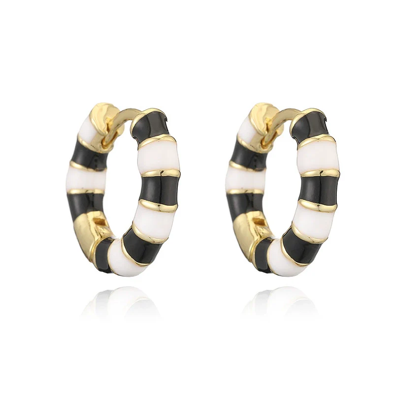 Wholesale Copper Earrings With Colorful Oil Drop Geometric Design Sweet Style - Image 9