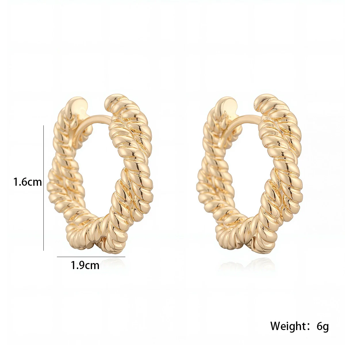 Wholesale Copper Electroplated 18K Gold Geometric Twisted Retro Earrings For Women - Image 4