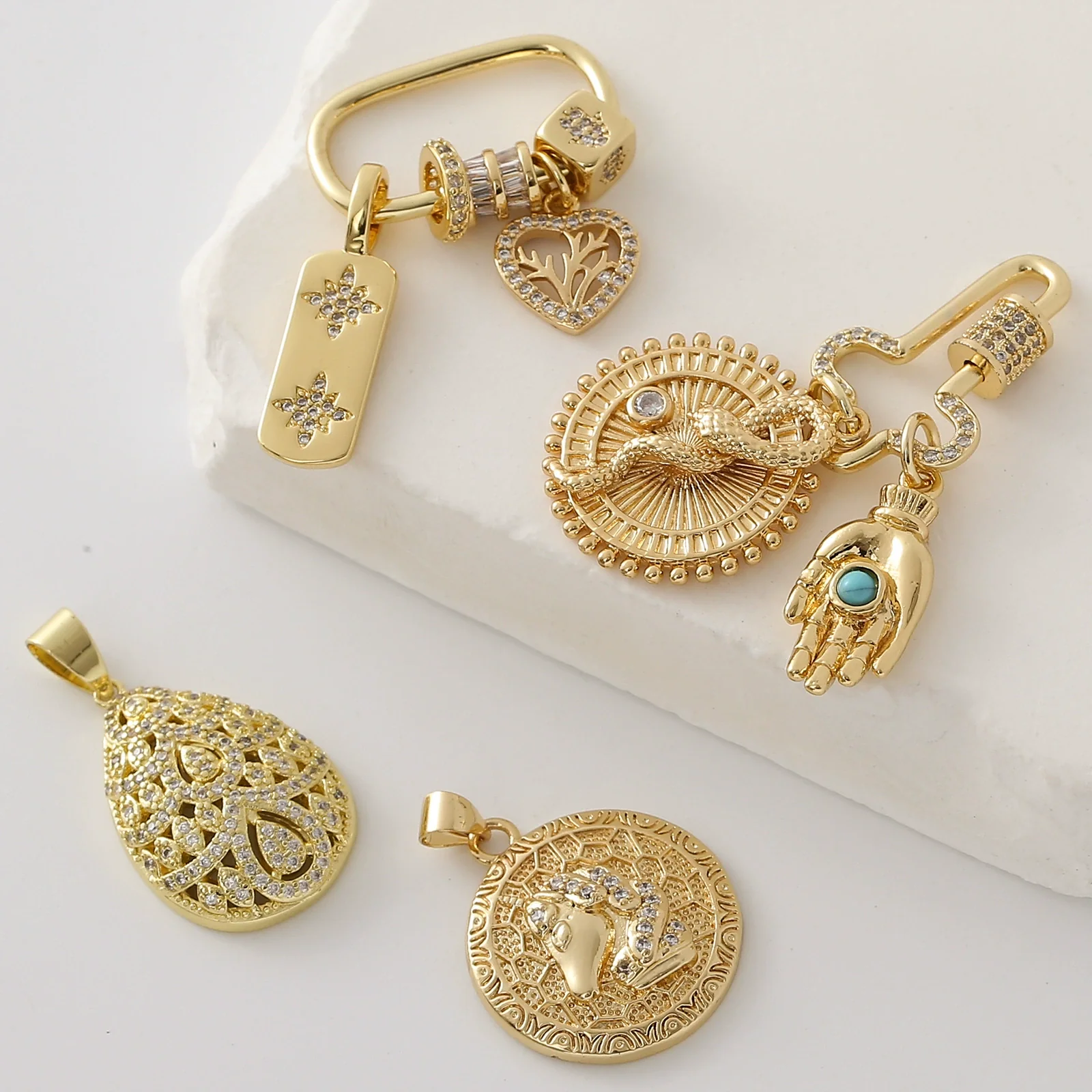 Wholesale Copper Electroplated Inlaid Zircon Pendant Accessories For Women Necklace Bracelet - Image 2