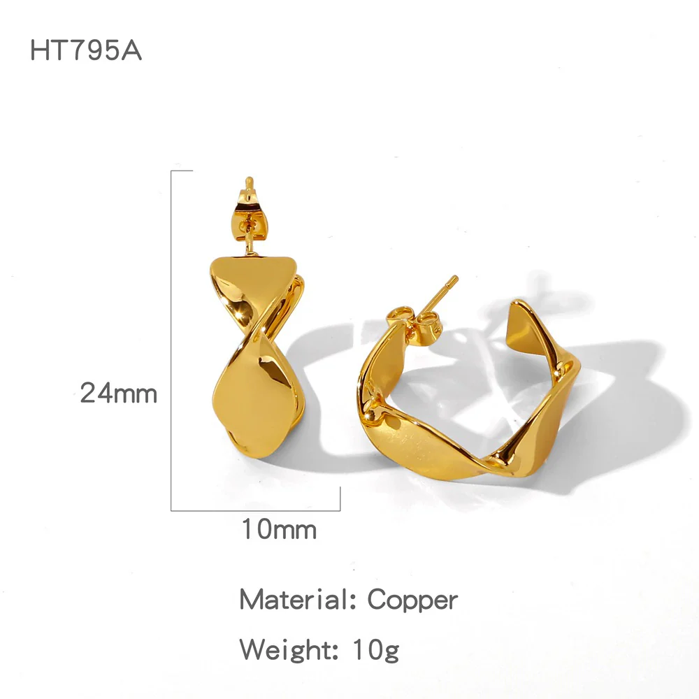 Wholesale Copper Geometric Irregular Round Electroplated Gold Earrings For Women - Image 11