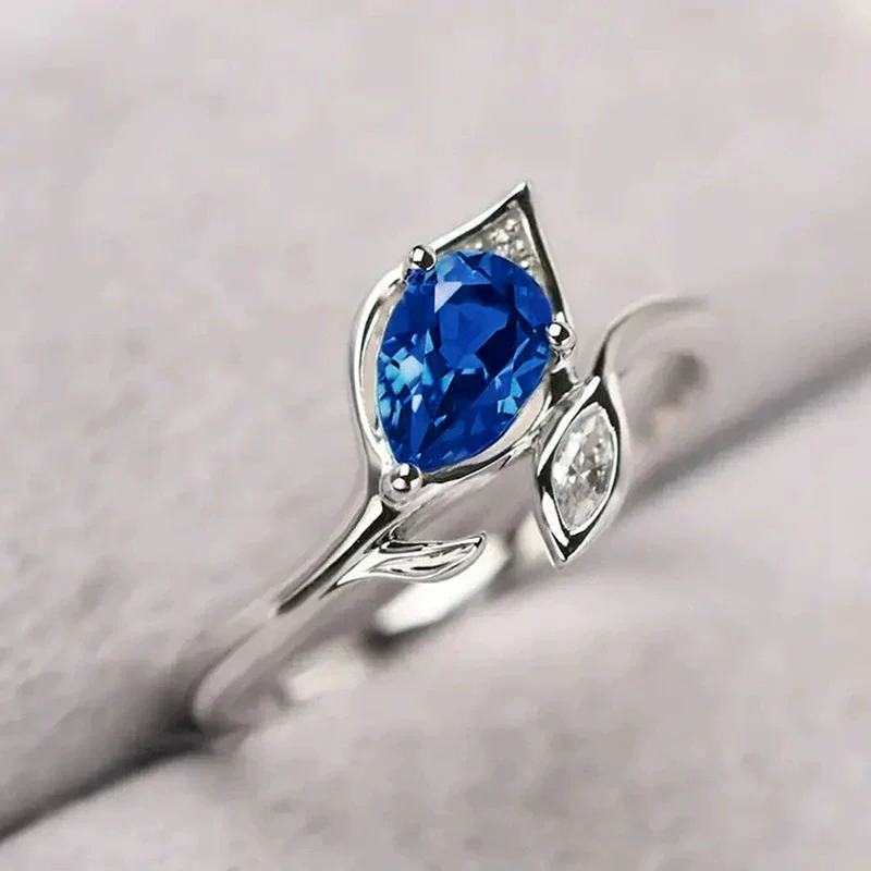 Wholesale Copper Geometric Leaf Zircon Inlaid Ring For Women - Image 2