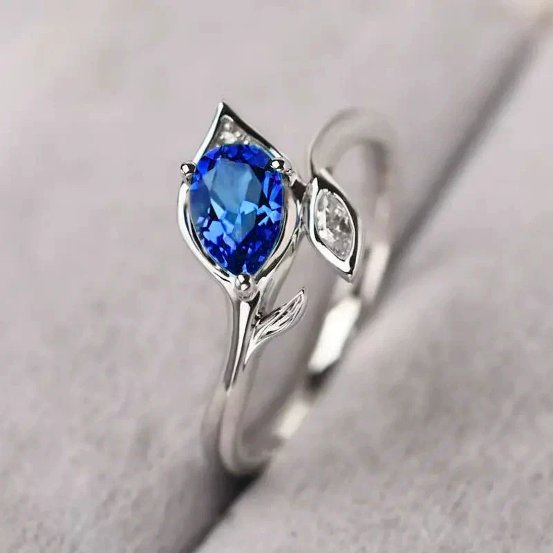 Wholesale Copper Geometric Leaf Zircon Inlaid Ring For Women - Image 3