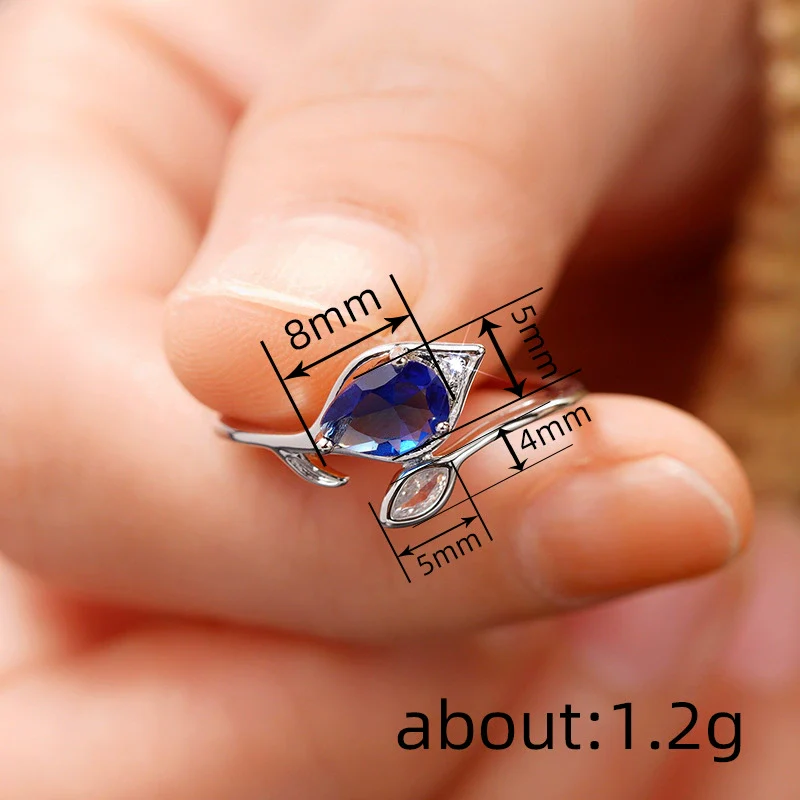 Wholesale Copper Geometric Leaf Zircon Inlaid Ring For Women - Image 4