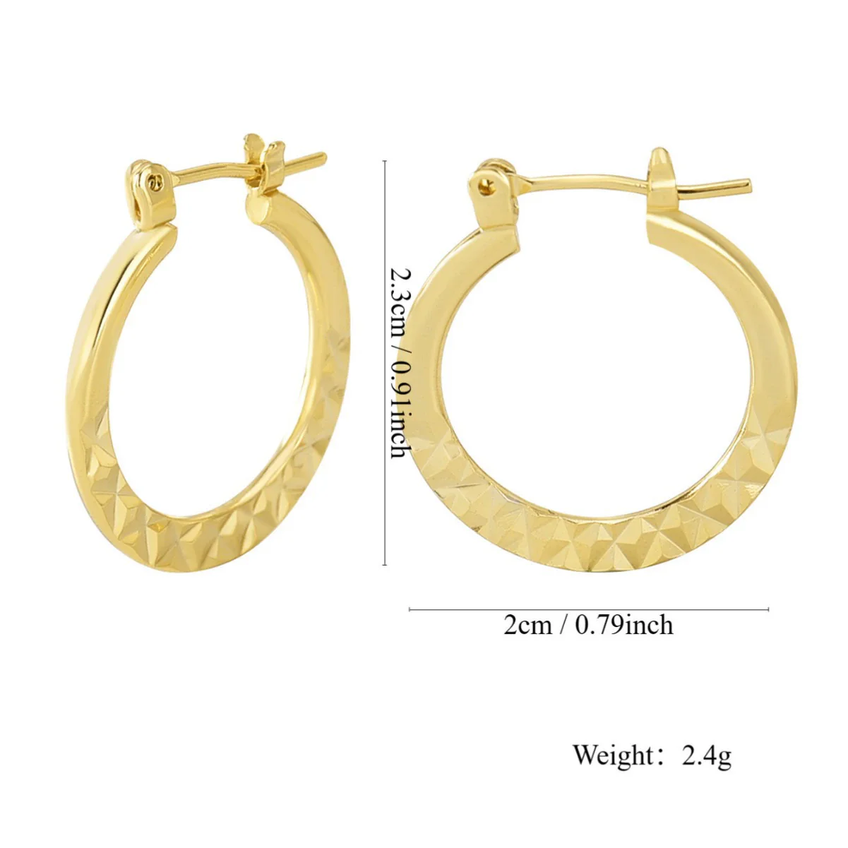 Wholesale Copper Geometric Light Luxury Embossed Electroplated Women's Circle Earrings - Image 3
