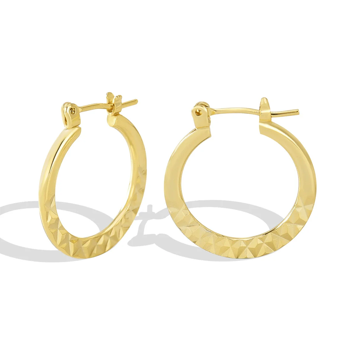 Wholesale Copper Geometric Light Luxury Embossed Electroplated Women's Circle Earrings - Image 5