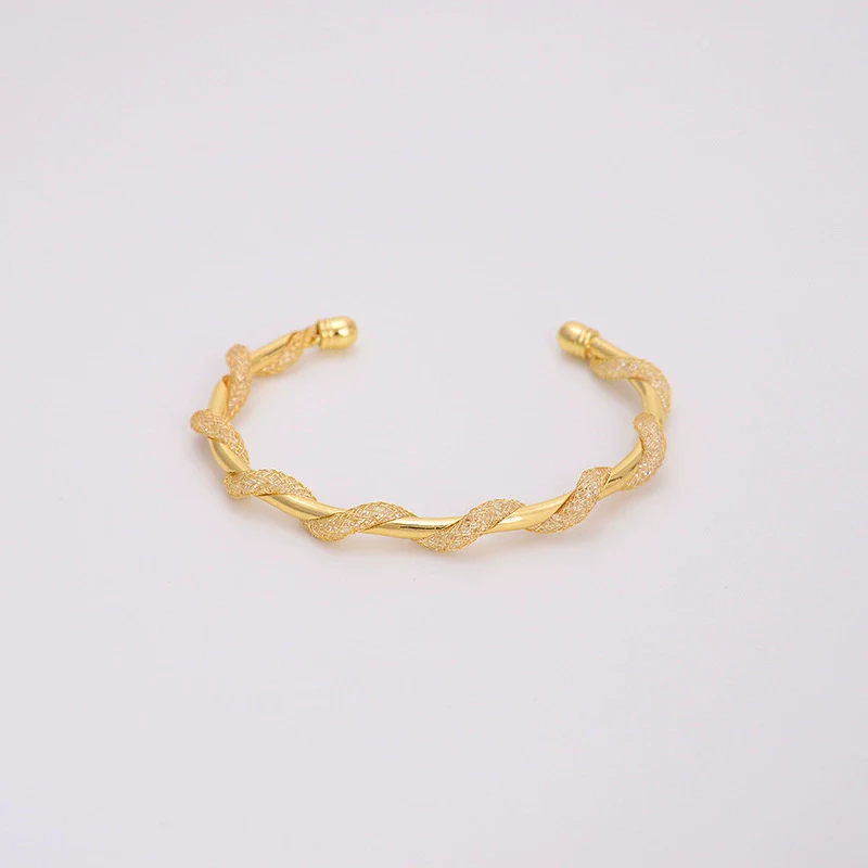Wholesale Copper Geometric Opening Bracelet For Women 18K Gold Plated - Image 32