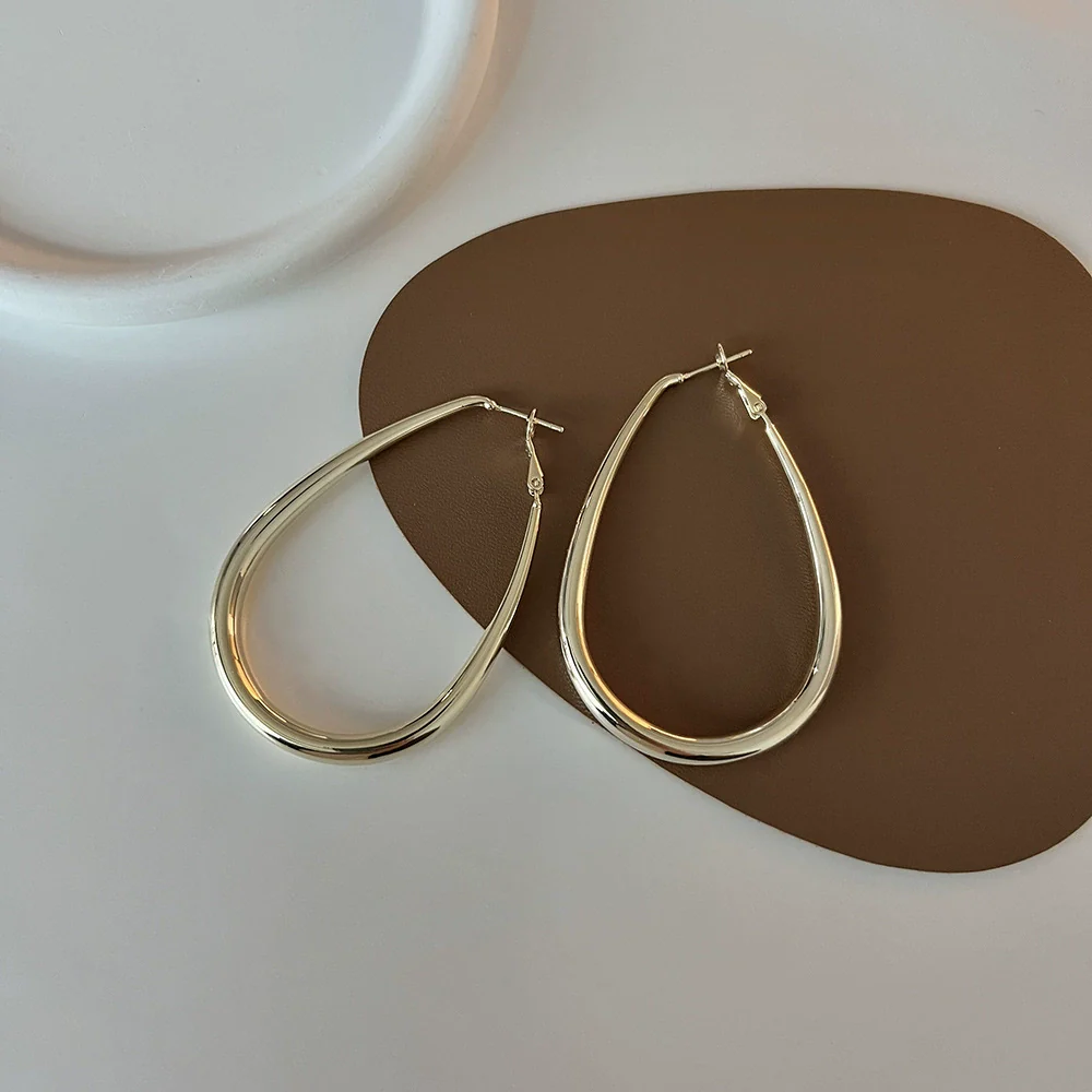 Wholesale Copper Geometric Oval Gold Plated Earrings For Women - Image 6