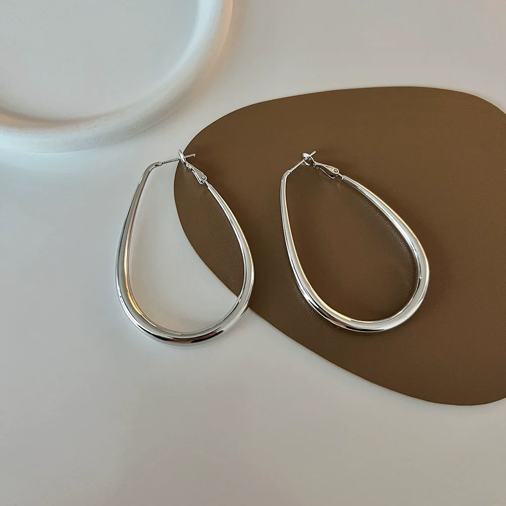 Wholesale Copper Geometric Oval Gold Plated Earrings For Women - Image 7