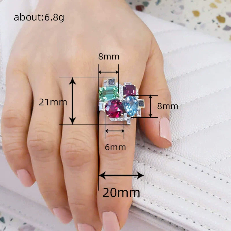 Wholesale Copper Geometric Oval Women's Finger Ring And Bracelet With Rhombus And Drop Shape Patterns And Zircon Design - Image 3