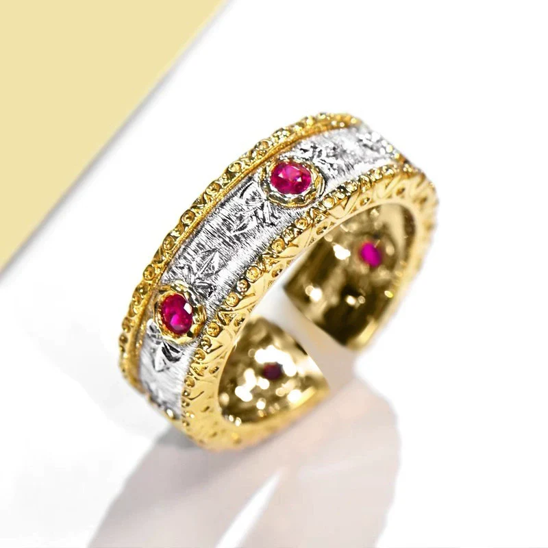 Wholesale Copper Geometric Palace Style Ring For Women With Zirconia Processing - Image 2