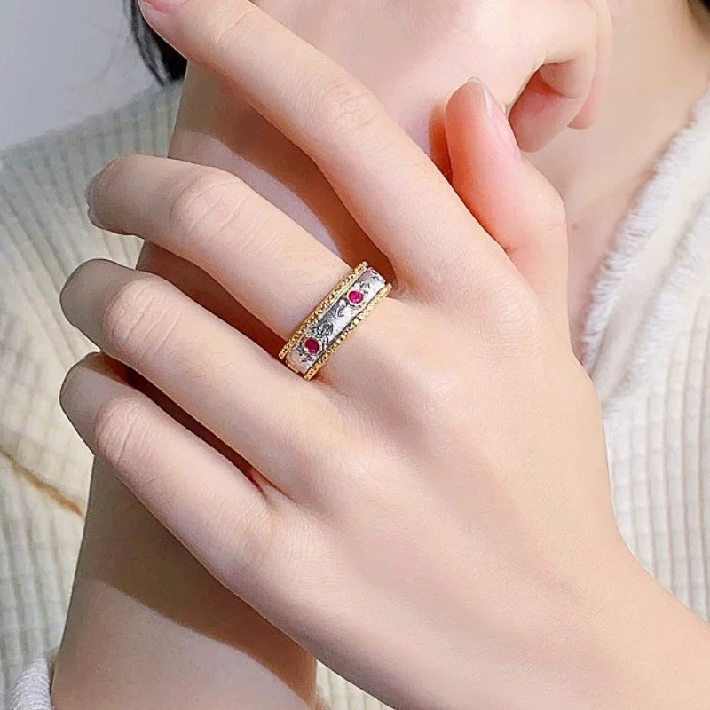 Wholesale Copper Geometric Palace Style Ring For Women With Zirconia Processing - Image 3