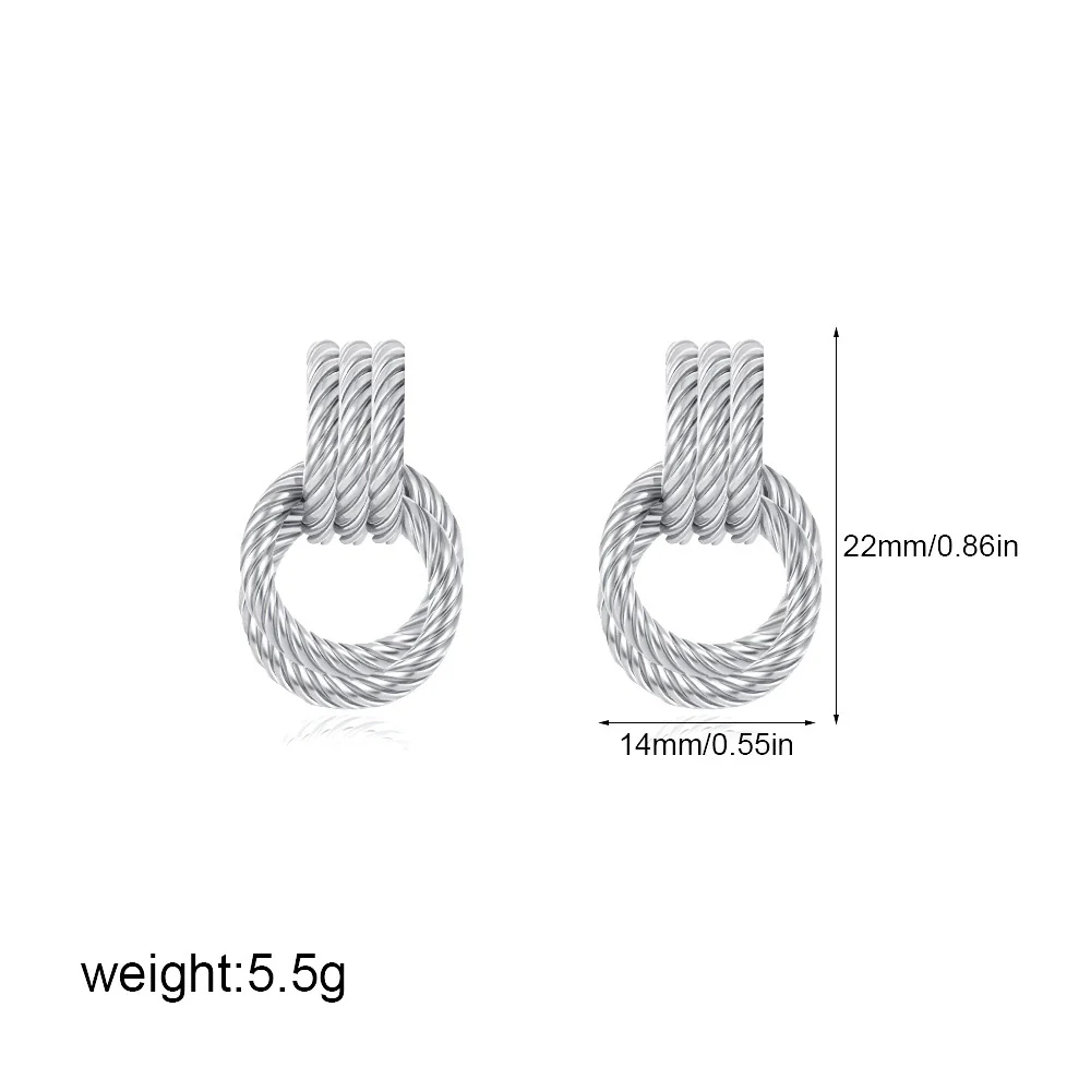 Wholesale Copper Geometric Style Twisted Cross Double Ring Earrings With Electroplating - Image 8